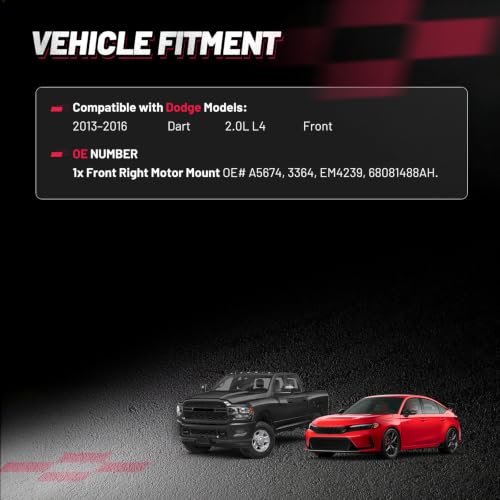BDFHYK Front Engine Motor Mount Compatible with Dodge Dart 2013-16 2.0L L4 - size: 2013-2016 Dodge Dart