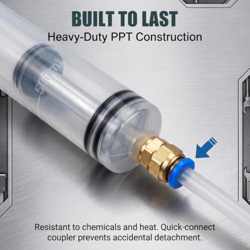 500CC Car Fluid Extractor, Automotive Fluid Extractor with 2 Extraction Tubes, Manual Extraction and Fill Pump, Universal Oil Change Syringe for Car, Motorcycle (Transparent)