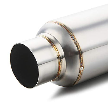LCGP 2.5'' Inlet & Outlet Universal Muffler, 11.5'' Overall Length Stainless Steel Resonator - color: Silver, size: 2.5" Inlet 11.5" Overall Length