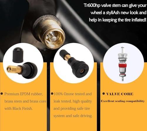 TR600HP High Pressure Tire Valve Stems, 50PCS Rubber Snap-in Valve Stems