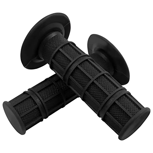 Worldmotop Motorcycle Handlebar Grips Non-Slip Soft Rubber Grips Handlebar with 7/8" 22mm 24mm Replacement for All Off Road ATV Dirt Bike, Bike Handle Grips(Black)