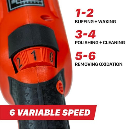 Maxshine MB8 Pro Brushless DA Polisher – 1200W Car Buffer with 8mm Throw, 5” Backing Plate, 5/16”-24 Thread & 6-Speed Control – Auto Detailing Tool for Cars, Trucks, SUVs & Boats, Swirl Removal - color: 5" Brushless Dual Action