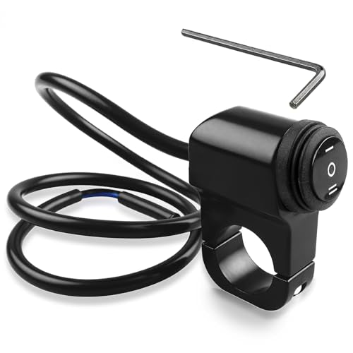 3-Speed Adjustment Motorcycle Headlight Switch 12v 7/8" 22-23mm Waterproof Motorcycle ATV UTV Handlebar On-Off-On Control（Black）