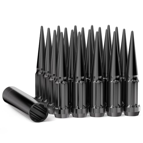 GAsupply 12x1.5 Spike Lug Nuts Spline Black, 4.4" Tall Conical Seat, 20pcs - color: Black, size: M12x1.5, style: 20 Pack - Spline