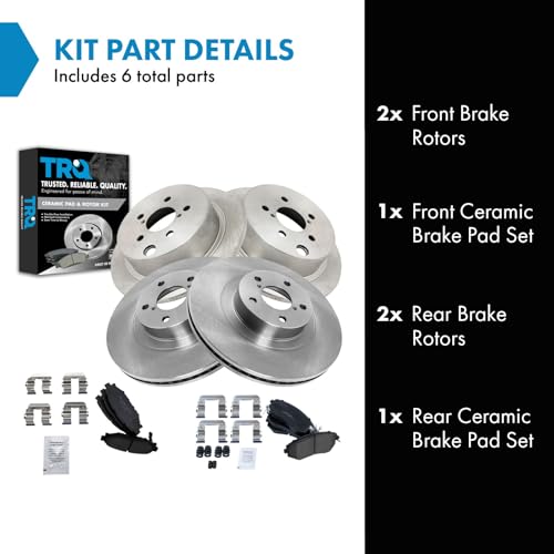TRQ Front & Rear Ceramic Brake Pad & Rotor Kit - style: BKA14240