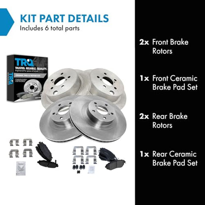 TRQ Front & Rear Ceramic Brake Pad & Rotor Kit - style: BKA14240