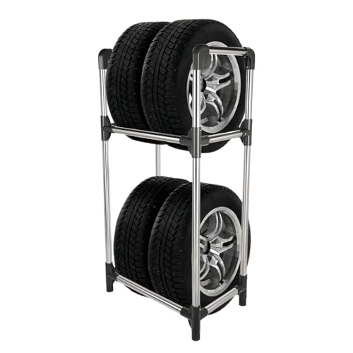 Hershii Tire Rack, Tire Storage Rack Stand Garage Storage Shelf Organizer - color: Silver+black, size: 22.51'' X 14.16'' X 45.11''