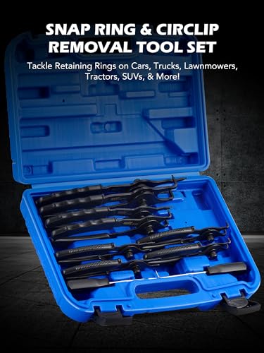 OMT Snap Ring Pliers, 10Pc Internal External Circlip Set With Hook And Pick - color: Blue