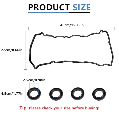 VS50777R 13270JA00A Valve Cover Gasket Seal with Spark Plug Seal for Nissan 2007-2012 Altima for Nissan 2008-2013 Rogue for Nissan 2014-2015 Rogue Select for Nissan 2007-2012SENTRA
