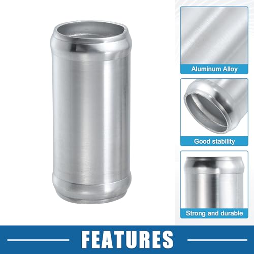 Car Adapter Joiner Pipe Universal 35mm 1.38" OD 76mm 2.99" Length Connector Tubing Adapter Aluminum Alloy Silver Tone