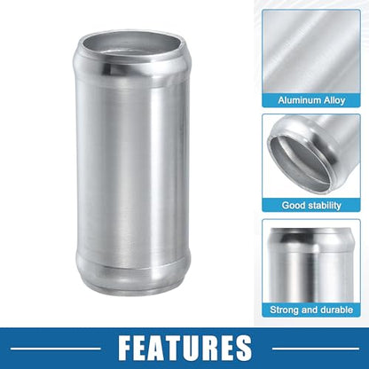 Car Adapter Joiner Pipe Universal 35mm 1.38" OD 76mm 2.99" Length Connector Tubing Adapter Aluminum Alloy Silver Tone