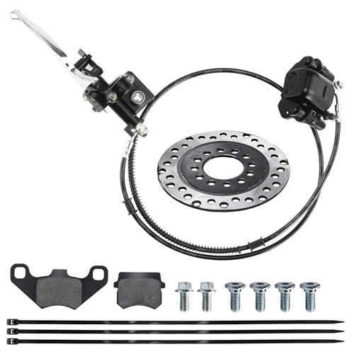PRO BAT ATV Hydraulic Disc Brake Kit with Brake Caliper Rotor - color: Silver&Black