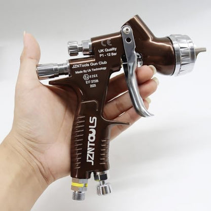 TE20 HVLP Air Spray Gun 1.3mm Nozzles, Car Paint Gun Sprayer,Forged Body, Anodised Finish，Paint Gun for Varnish and Top Coat, with Paint Sprayer Accessories (Brown) - style: Brown