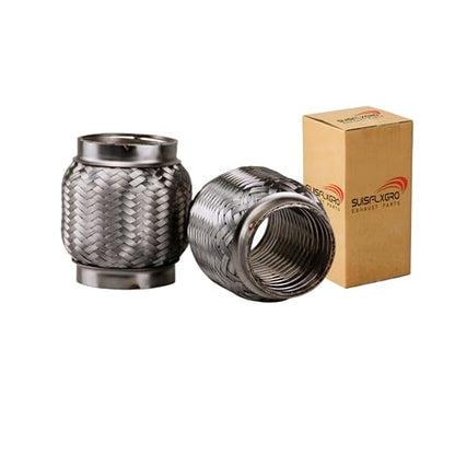 Exhaust Flex Pipe (Interlock Lining OEM-Grade) 100% Stainless Steel SS304 For Heavy Duty and Cars (1 PC, 2.5X4) - size: 2.5X4