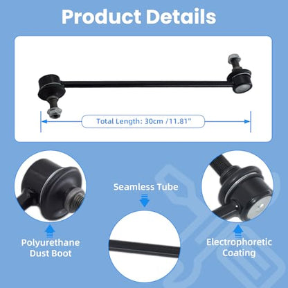 2Pcs K80258 Front Sway Bar Links Fit for Chrysler 200 2011-14, Sebring 2007-2010, for Dodge Avenger Caliber 2007-14, for Jeep Compass Patriot 2007-17, for Mazda MPV Protege Protege5 2000-03 - size: K80258 X2