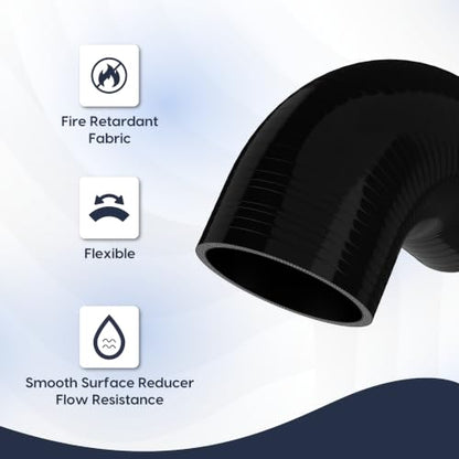 Endure 90 Degree Silicone Elbow Intake Hose 4-Ply, 3"(76mm) - Black - color: Black, size: ID - 3Inch(76mm)