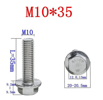 Stainless Steel Flange Screws, Flange Bolts, Exhaust Manifold Hardware Kit (Bolts&Nuts) M10X1.5-35mm (4-Pack)