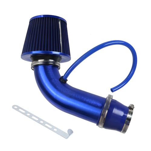 Modengzhe Cool Air Intake Kit,3" Universal Aluminium Automotive Air Intake System Cold Air Intake Pipe Induction Flow Tube Kit,Blue - color: Blue