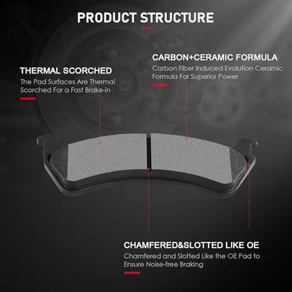 cciyu D652 D667 Brake Pads w/Hardware Front Rear Disc Brake Pad Set - size: Front[D652] + Rear[D667]