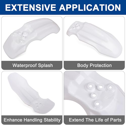 PSLER Front Mud Guard for Tuttio Soleil 01, Yozma IN10 Dirtbikes, White - color: White