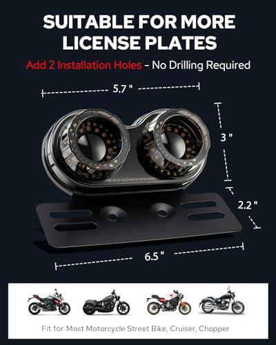 Benlari Upgraded Motorcycle Tail Light, 90LEDs Brake Lights, IP67 Waterproof Turn Signals Running with License Plate Bracket Fit for Street Bike Cruiser Chopper Bobber (Smoke) - color: Smoke