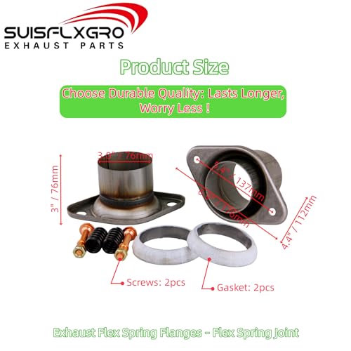 Exhaust Flex Spring Flanges 100% 409L Stainless, Spring Joint For Aftermarket (3.0"X6") - size: 3.0"X6"
