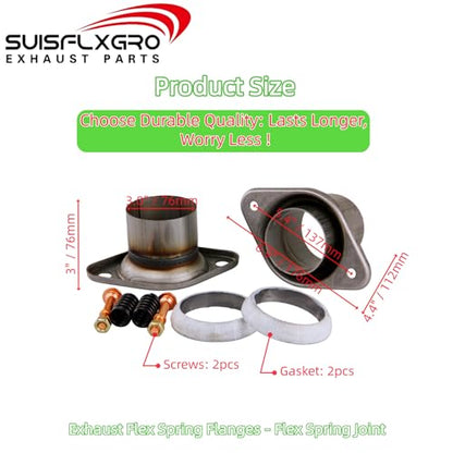 Exhaust Flex Spring Flanges 100% 409L Stainless, Spring Joint For Aftermarket (3.0"X6") - size: 3.0"X6"