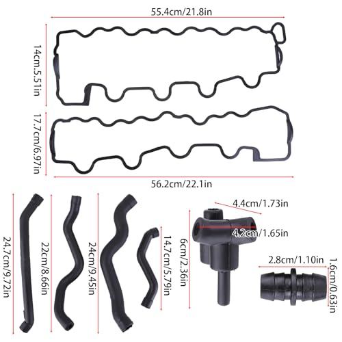 Pack of 2 Engine Valve Cover Gasket and Hose Set Fit for Mercedes-Benz ML320 ML350 ML430 E320 CLK320 C280 SLK320 C240 S500 SLK320 Replace 20180482 1120180282 1120180182 1179901578 VS50758R