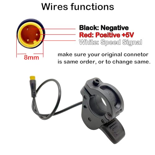 Electric Bike Thumb Throttle, Electric Scooter Throttle, 22.2mm Left and Right Handlebar, 3Pins Waterproof Connector - color: 3 Pin waterproof plug