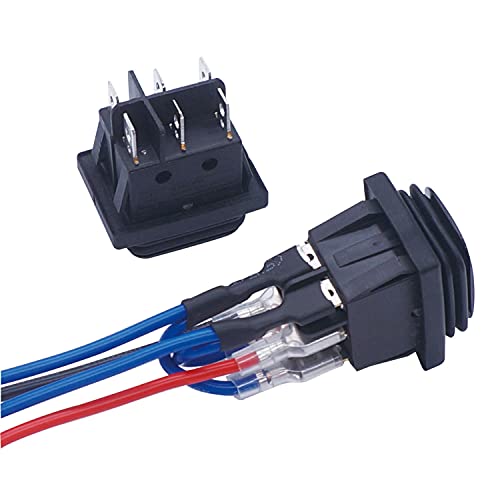 weideer Reverse Polarity Switch Waterproof 12V RV Jack Switch ON/Off/ON Momentary Rocker Toggle Switch with Jumper Wires - color: BK-6pin Arrow Waterproof, size: Momentary