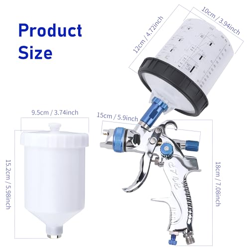 HVLP Spray Gun Kit, 4 Nozzles & 10 Disposable Paint Cups for Auto - color: BLUE
