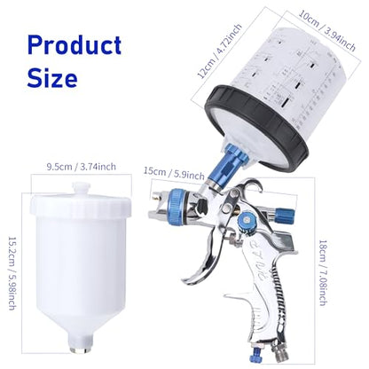HVLP Spray Gun Kit, 4 Nozzles & 10 Disposable Paint Cups for Auto - color: BLUE