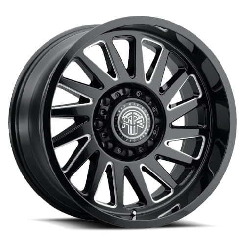 22x10 Gloss Black Milled Aluminum Alloy Wheel | 5x127mm Bolt Pattern | -21mm Offset | 4.6in Backspacing | 78.1mm Center Bore | 2500 lb Load Rating