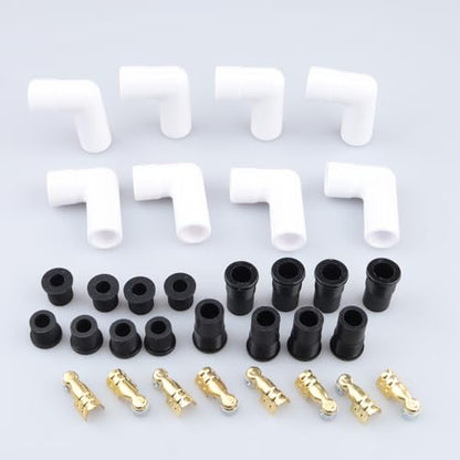 AC PERFORMANCE 90 Degree Ceramic Spark Plug Boot Kit White 8PCS - color: White, size: 90 Degree - 8PCS
