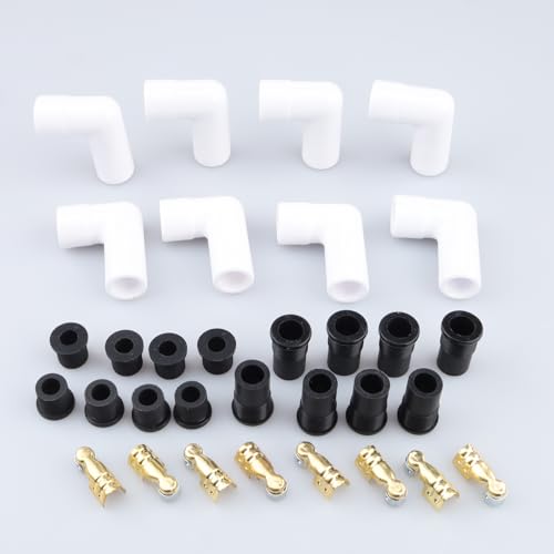 AC PERFORMANCE 90 Degree Ceramic Spark Plug Boot Kit White 8PCS - color: White, size: 90 Degree - 8PCS
