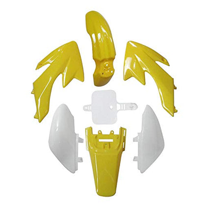 TDPRO Plastic Fairing Body Fender Kit for CRF XR XR50 CRF50 110cc 125cc Pit Dirt Bike (4Yellow+3White) - color: 4Yellow+3White