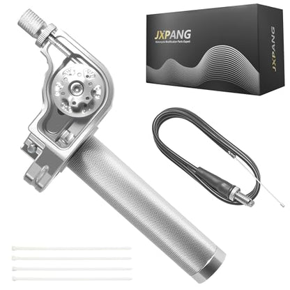 Universal CNC Quick Twist Throttle Kit with Cable for 7/8" Bars - Fits CRF50 70 110 125 230 250, KLX, XR, Pit & Dirt Bike, ATV, Mini Bike (CT200U) (Style - A, Silver) - color: Silver, style: Style - A