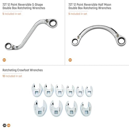 GEARWRENCH 20 Piece Metric Specialty Ratcheting Wrench Set | GWMSSRWMM - style: Specialty Wrenches