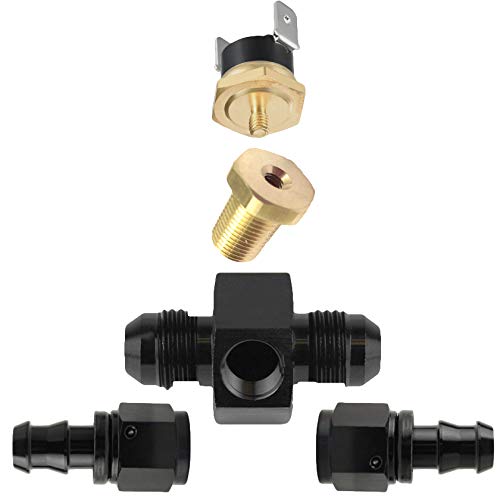 Transmission Oil Cooler Radiator Dual Electric Fan In-Line Coolant Hose Thermostat Switch Wiring Kit Car Truck (180'F On - 165'F Off, 10AN) - color: 180'F On - 165'F Off, size: 10AN