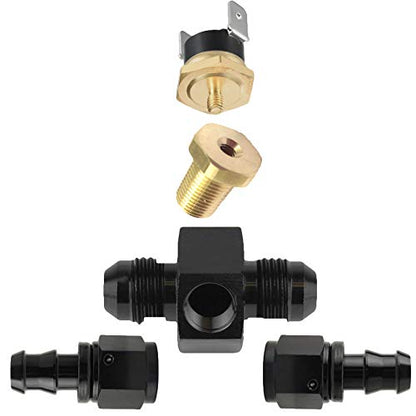 Transmission Oil Cooler Radiator Electric Fan In-Line Coolant Hose Thermostat Switch Kit Heavy Duty Car Truck Engine Towing (160'F On - 145'F Off, 8AN) - color: 160'F On - 145'F Off, size: 8AN