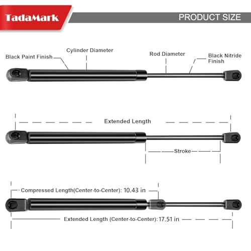 C16-06867 17 Inch 60lb/267N Gas Struts Shocks Springs 17.5" Lift Support for Leer Camper Shell are Snugtop Truck Topper Cap Canopy Door Rear Window Toolbox, GSNI-5200-60, 2 PCS - size: 17 inch, style: 60 Lb