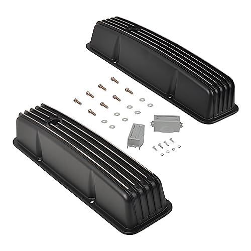 Aluminum Valve Covers Finned - color: Black, size: SBC 58-86