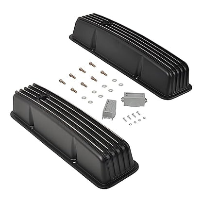 Aluminum Valve Covers Finned - color: Black, size: SBC 58-86