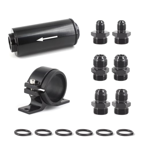 10 MICRON Inline Fuel Filter with 6AN 8AN 10AN Adapter&Bracket Clamp 50MM Universal Mount Bracket