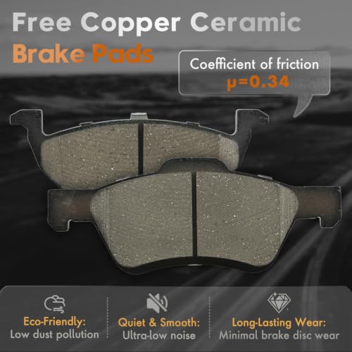 BETTHAND Front And Rear Brake Pads And Rotors Compatible With Ford, Mazda - size: 680272*2+680271*2+D1047-7950+D1055-7961