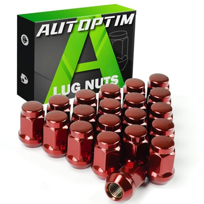 AUTOPTIM M12x1.5 Lug Nuts - 20Pcs Red Closed End Lug Nut, 3/4"(19mm) Hex - color: Red, size: M12x1.5, style: 20 Pcs