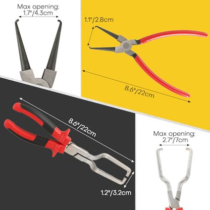 5PCS Fuel Line Pliers Set | Hose Clamp Tool, Heavy-Duty Hose Clamp Pliers Set with Filter Caliper for Automotive Line Repair