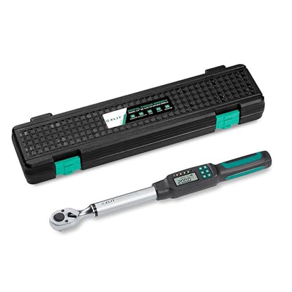1/2" Digital Torque Wrench 4.4-147.5 ft-lb/6-200 Nm, ±2% Accuracy, LED & Buzzer Alerts, 4 Units, Industrial CR-V Steel, Calibration Report & Protective Case for Car, Motorcycle, Bike Repair - size: 1/2", 4.4-147.5 ft-lb (6-200 Nm)