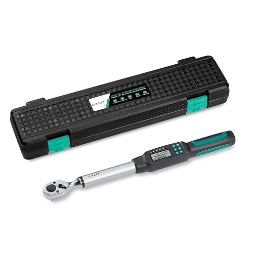 1/2" Digital Torque Wrench 4.4-147.5 ft-lb/6-200 Nm, ±2% Accuracy, LED & Buzzer Alerts, 4 Units, Industrial CR-V Steel, Calibration Report & Protective Case for Car, Motorcycle, Bike Repair - size: 1/2", 4.4-147.5 ft-lb (6-200 Nm)