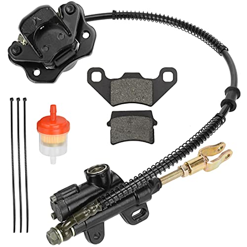 FVRITO Rear Brake Master Cylinder Caliper Assembly for 50cc 70cc 90cc 110cc 125cc Taotao Boulder B1 Coolster 3050HD 3050C 3125R Peace Chinese ATV Quad Mini 4 Wheeler Motorsports Scooter Black - color: Black
